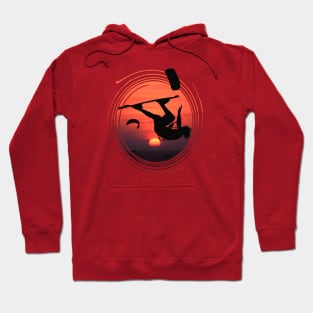 Kitesurfer Somersaulting Black Silhouette And Sunset Hoodie